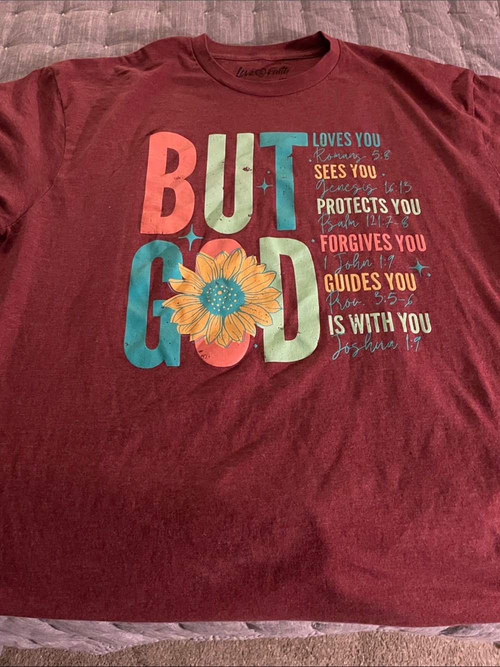 Women’s But God' Maroon Graphic Tee